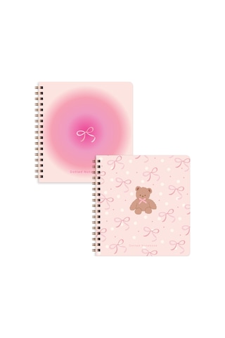 15x16 Spiralli Karton Kapak 2'li Noktalı Not Defter Seti - Ayıcık Çok Renkli