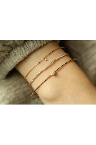 Reis Kuyumculuk T9714 Thin Pearl Bangle Altın Bilezik