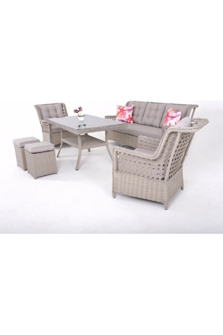 Gardenya Bahçe Lusso 3'lü El Örgüsü Rattan Bahçe Balkon Ve Teras Mobilya Takımı Oturma Grubu 708