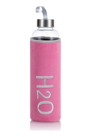 H2o Kadife Kılıflı Cam Matara 600 Ml - Renk Seçenekli Pembe