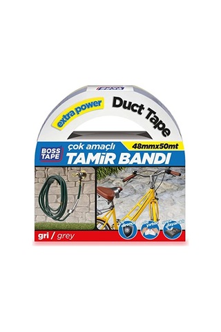 Boss Tape Kanal Tamir Bandi, 50 Metre Uzunluk X 48 Mm Kalinlik, Gri