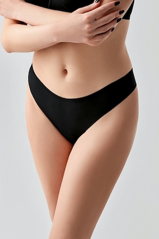 Kompedan Kadın String Lazer Kesim Slip Külot Siyah 9207 Siyah