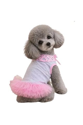 Lady - Kaşkorse Pembe Tütülü Kedi Köpek Elbise