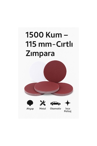 Merttools 115 Mm 1500 Kum Yuvarlak Cırtlı Zımpara 10 Adet İnce Yüzey & Polisaj Zımparası