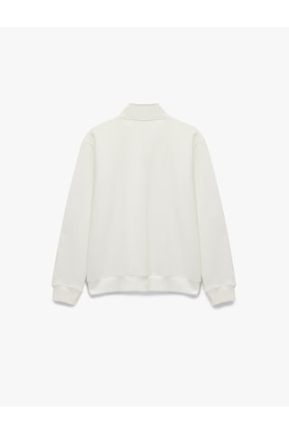 Koton Uzun Kollu Şardonlu Basic Yarım Fermuarlı Sweatshirt Beyaz 6wam70016mk