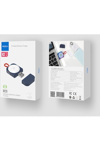 Rock W26 Apple Uyumlu iOS Watch Magsafe Taşınabilir Usb Şarj Cihazı Mavi Type-c