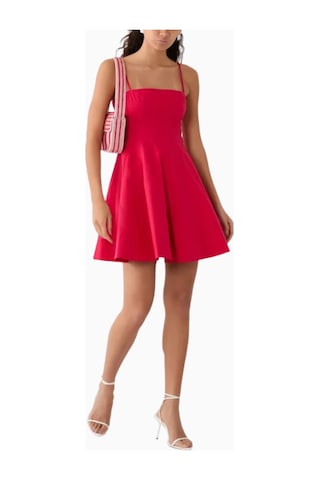 Staud Wylie Mini Dress, A Kesim, Vücuda Oturan Korsaj Ve Uçuşan Etek Kırmızı