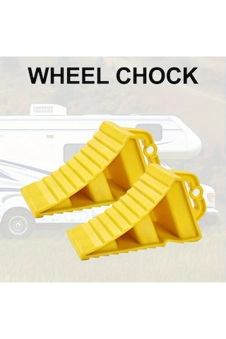 Elmpaly Sarı Kaymaz Tekerlek Takozu Taşıma Kulplu Karavan Karavana Araba Kamyon