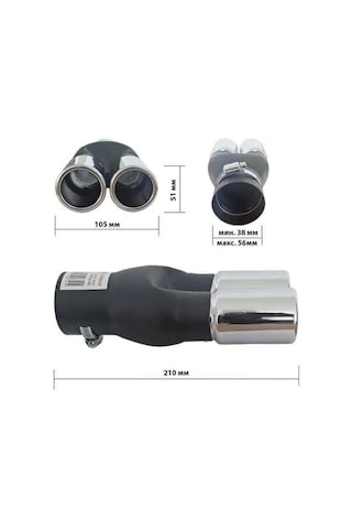 Çift Uçlu Yuvarlak Düz Egzoz Ucu Krom Küçük C265