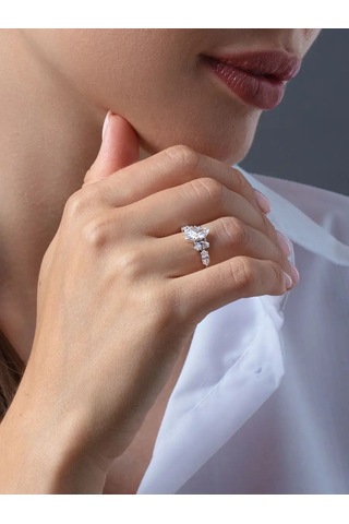 Alekseev Jewellery 925 Ayar Gümüş Taşlı Mücevher Yüzük Yoldaki 169746544 Gri