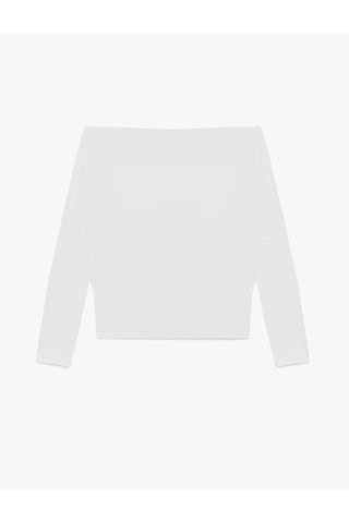 Koton Slim Fit Kayık Yaka Uzun Kollu Tişört Ekru 6sal10721ık