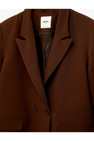 Koton Cep Detaylı Düğmeli Kruvaze Yaka Oversize Blazer Ceket Kahverengi 6sak50061uw Kahve