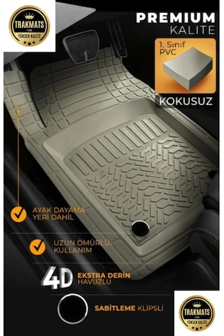 Toyota Corolla Sedan 2011 Kesilebilir Üniversal Yumuşak Esnek Oto Paspas Bej
