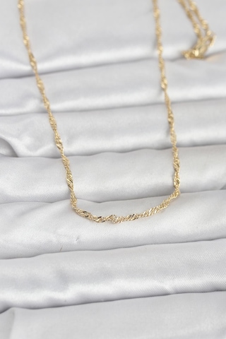 Cm 14k Gold Renk Burgu Zincirli 60 Cm Kadın Kolye Çok Renkli