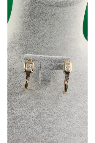 Xuping Rose Gold Baget Taşlı Halka Kadın Çelik Küpe Gold