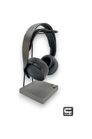 Gri Ahşap Ve Siyah Metal Gaming Kulaklık Dikey Standı