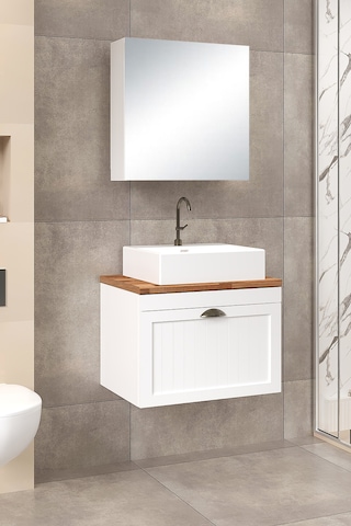 %100 Mdf 65 Cm Aren Banyo Dolabı Beyaz