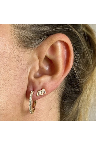 Kadın Monica Üç Baget Taşlı Küpe - Gold Gold