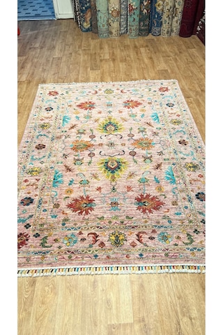 El Dokuma Afghan Halısı Pembe