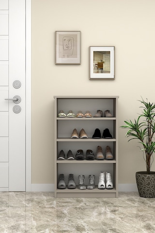 Asra Trend 4 Katlı Açık Raflı Ayakkabılık A-31 %100 MDF Modern Bot Uyumlu Düzenleyici Kül Gri