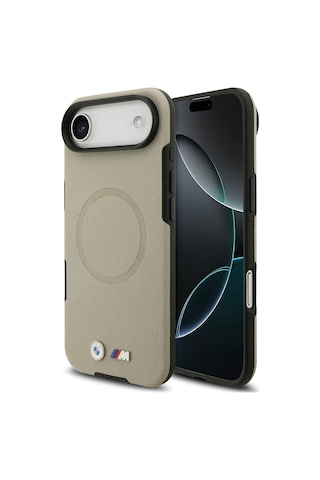 İphone 17 Air Uyumlu Kılıf Bmw Lisanslı M-safeli Metal Logolu Delikli M Dizayn Deri Kapak Gri Gri