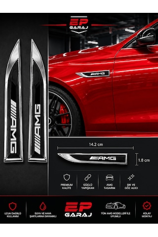 Mercedes Amg Yan Çamurluk / Kapı Üstü Logo Trim Seti Premium Tasarım