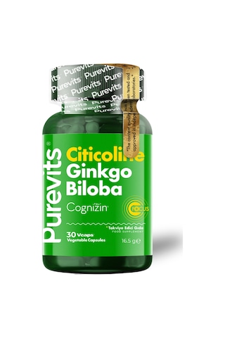 Purevits Ginkgo Biloba Citicoline + Focus 30 Vegan Kapsül