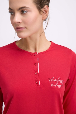 Man11562-1005 Anil Ev Giyim Anıl Kadın Uzun Kollu T-shirt Ve Desenli Pantolon Pijama Takımı Nefes Alabilen Kumaş 11562 Kırmızı