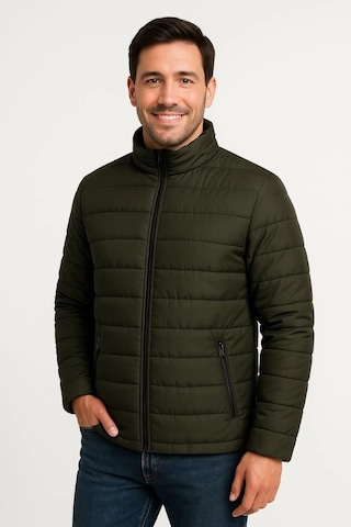 Erkek Bomber Mont Ceket Su İtici Kumaş, Kapitone Astarlı, Fermuarlı, Kışlık - Haki Haki