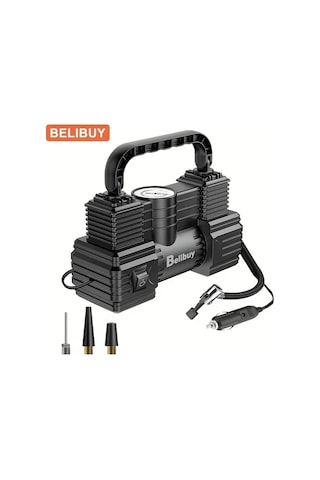 Boatshop1 Belibuy Siyah 12v 150psı Taşınabilir Hava Kompresörü Dijital Basınç Ölçerli Araba Bisiklet Motosiklet Ve Toplar İçin