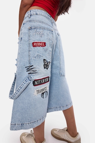 it's basic Kadın Kot Rengi 12s6-3 Tasarım Baggy Bermuda Denim Şort Çok Renkli