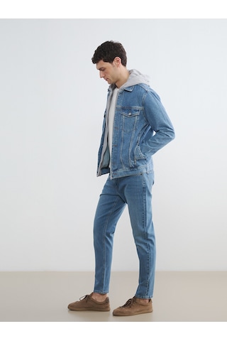 Lcw Jeans İndigo Standart Kalıp Kapüşonlu Erkek Jean Mont