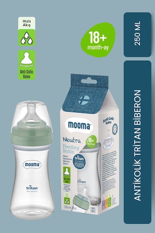 Mooma Neutra Antikolik Tritan Biberon 250 Ml 18 Ay Hızlı Akış - Çağla