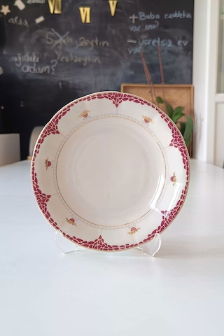 Fine Bone China İngiliz Porselen Pasta Tabağı Kiremit 19 Cm