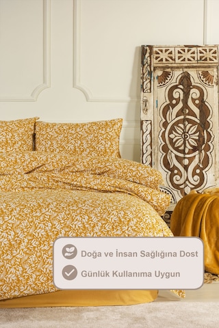 Elart Siena Nevresim Takımı Tek Kişilik %100 Pamuk Ranforce Lastikli Çarşaf 160x220 Cm Sarı Sarı