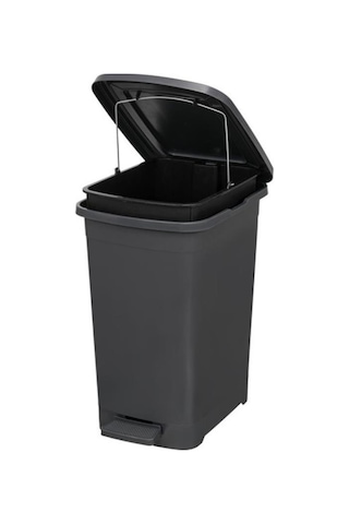 Omnipazar Elf-i342 Slim Pedallı Plastik Çöp Kovası İç Kovalı 25 Lt Antrasit
