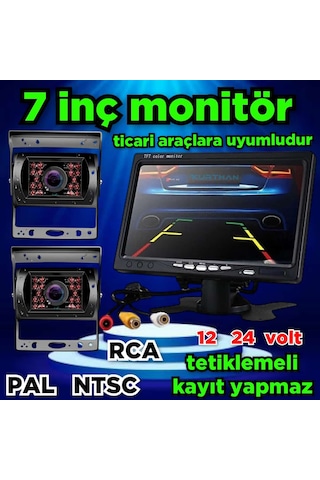 2 Adet Metal Kasa Kamera Ve Kayıtsız 7'' Ekran 12 24 Volt