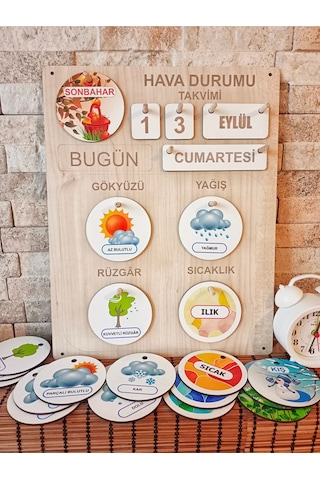 Çocuklar İçin Hava Durumu Takvimi Eğitici Geliştirici Montessori Set