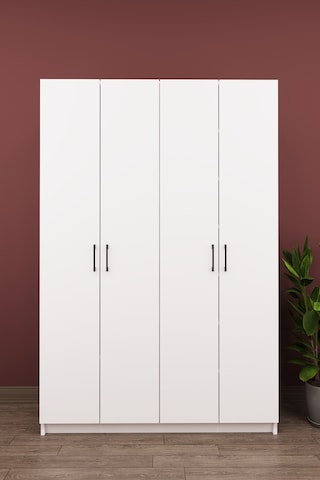 Asra Trend Vestiyer & Portmanto V-08 %100 MDF 4 Kapaklı Geniş Ayakkabılık Beyaz