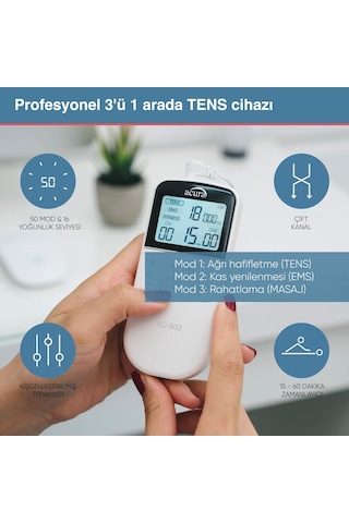 Acura Ac-933 Çift Kanallı, 50 Programlı Profesyonel Tens Cihazı
