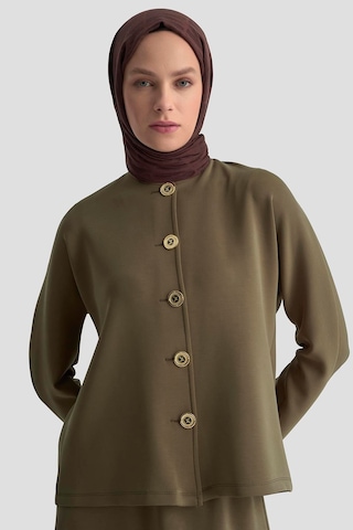 Armine Düğme Detaylı Örme Takım 25kd1805 Haki Haki