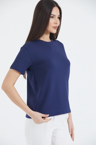 Thiff Gymwear Kadın Modal Kumaş Kısa Kolu Basic Tişört Lacivert