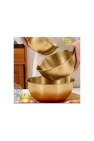 2'li Gold Paslanmaz Çelik Karıştırma Ve Salatalık Kase Evimdeyokyok Altın