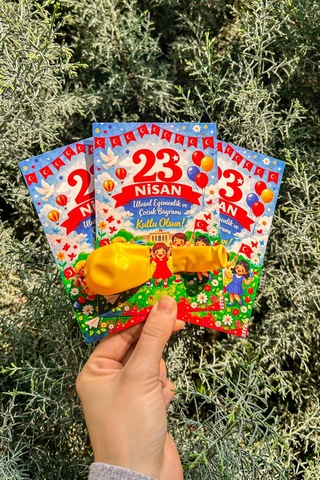 20 Adet 23 Nisan Şeker Ve Balon Konulabilen Tebrik Kartı 20'li Set Sınıf Dağıtımlık Hediyelik Kart