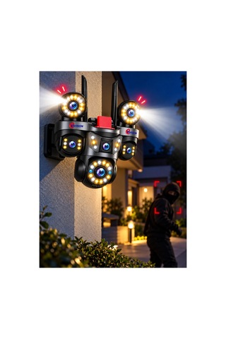 Esvision Es-9003 9mp 3 Kamera Wifi Ptz Sesli Akıllı Takip Zoom Güvenlik Kamera 7/24 Koruma 3+3+3mp