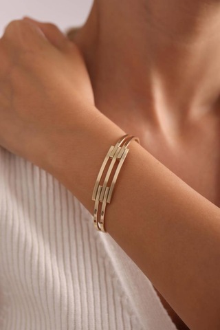 Altın Kaburga Kelepçe 3 Sıra Sarı Altın