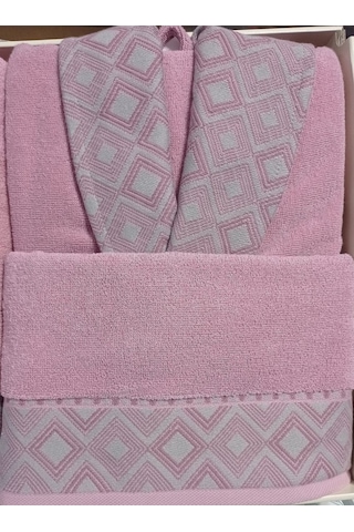Özdilek Snazzy Antrasit Pembe Aile Bornoz Seti Özdilek Bornoz Set Antrasit - Pembe