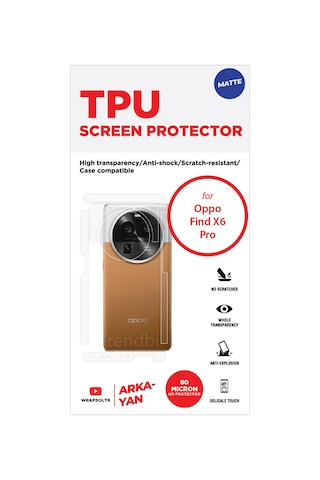 Oppo Find X6 Pro Mat Arka Kamera Ve Üst Kısmı Koruyan Tpu Film