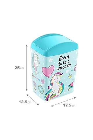 Tr Soft Resimli Çöp Kutusu Döner Kapak 5 Lt Unicorn