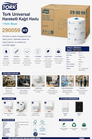 Tork 290059 Universal Hareketli Kağıt Havlu 6 Paket X 280 M